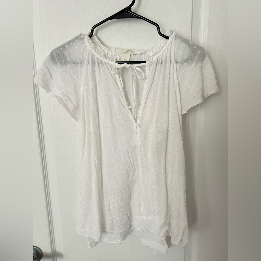H&M White Textured Blouse
